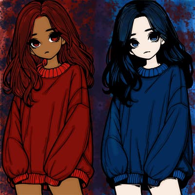 realistic girl with baggy sweater