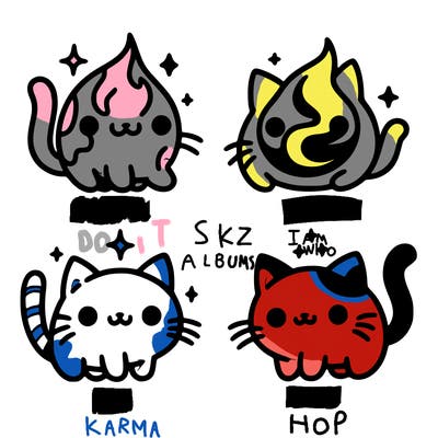 4 cats that represent the different elements, earth, water, air, and fire