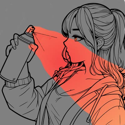 a realistic girl spray, painting