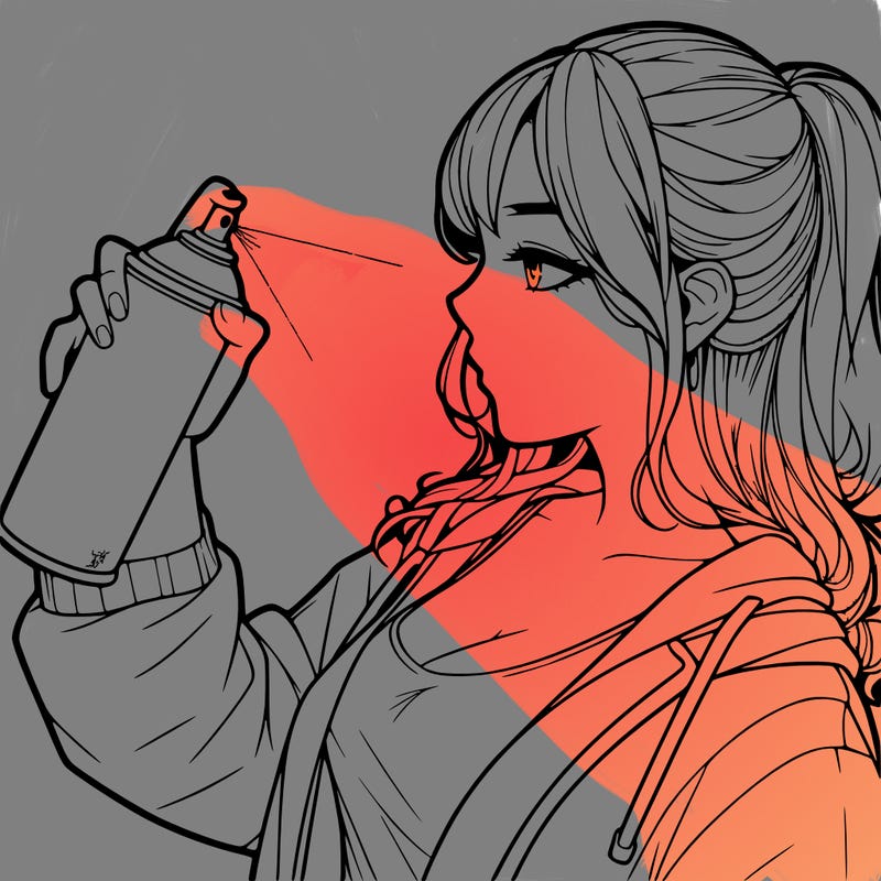 a realistic girl spray, painting