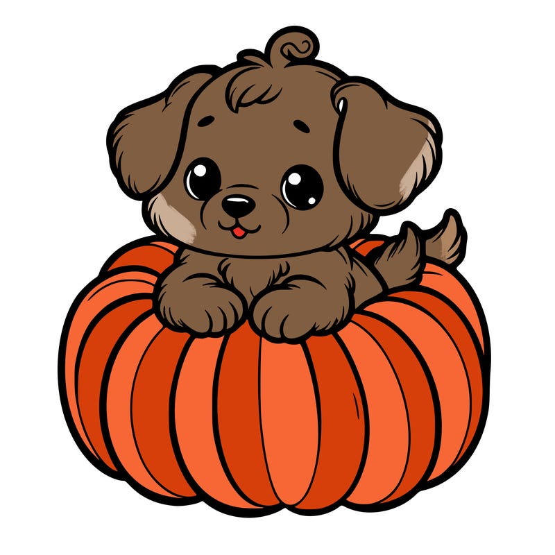 cute little puppy in a pumpkin
