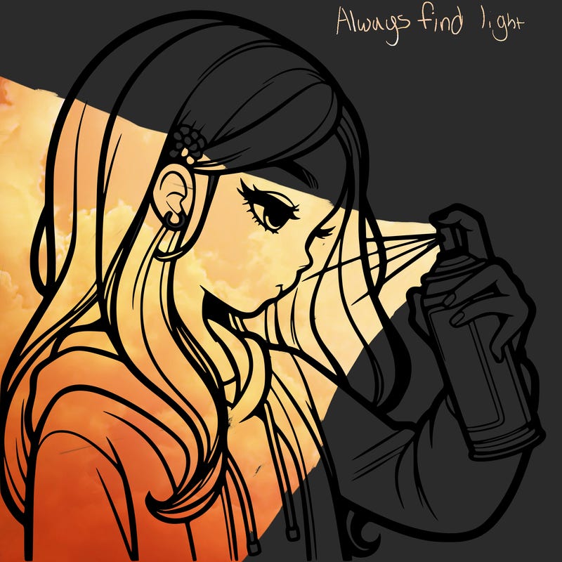 a realistic girl spray painting