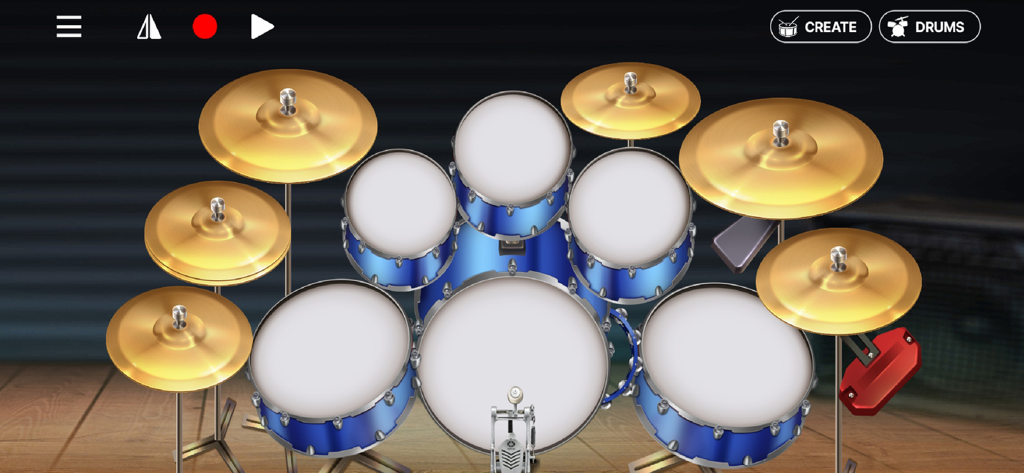 Drum Live - Realistic virtual drum kit interface in the Drum Live app