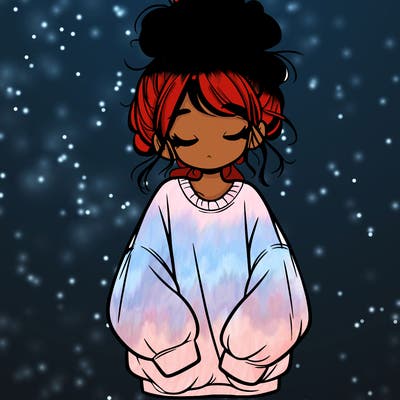 girl with baggy sweatshirt and messy bun