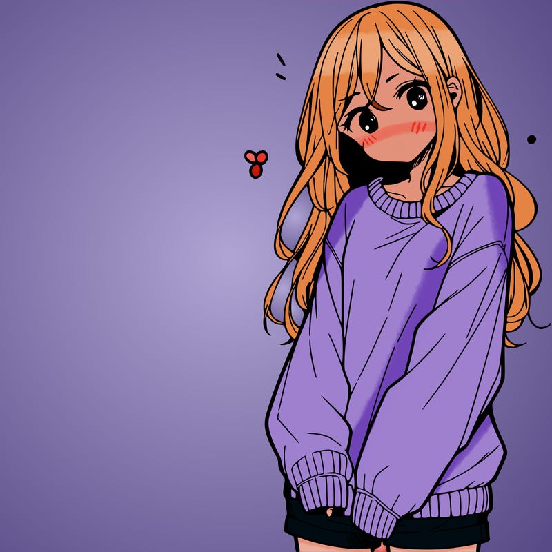 manga teen girl  in a sweater and baggy pants