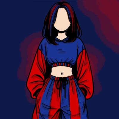 realistic girl faceless with baggy pants and a crop top