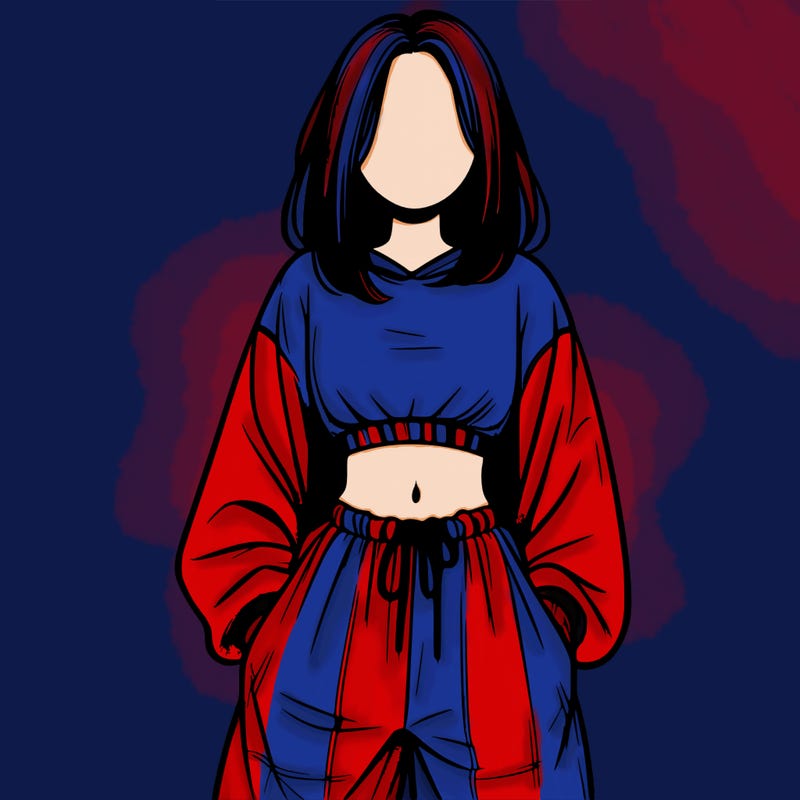 realistic girl faceless with baggy pants and a crop top