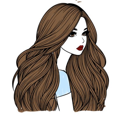 realistic girl with long realistic hair
