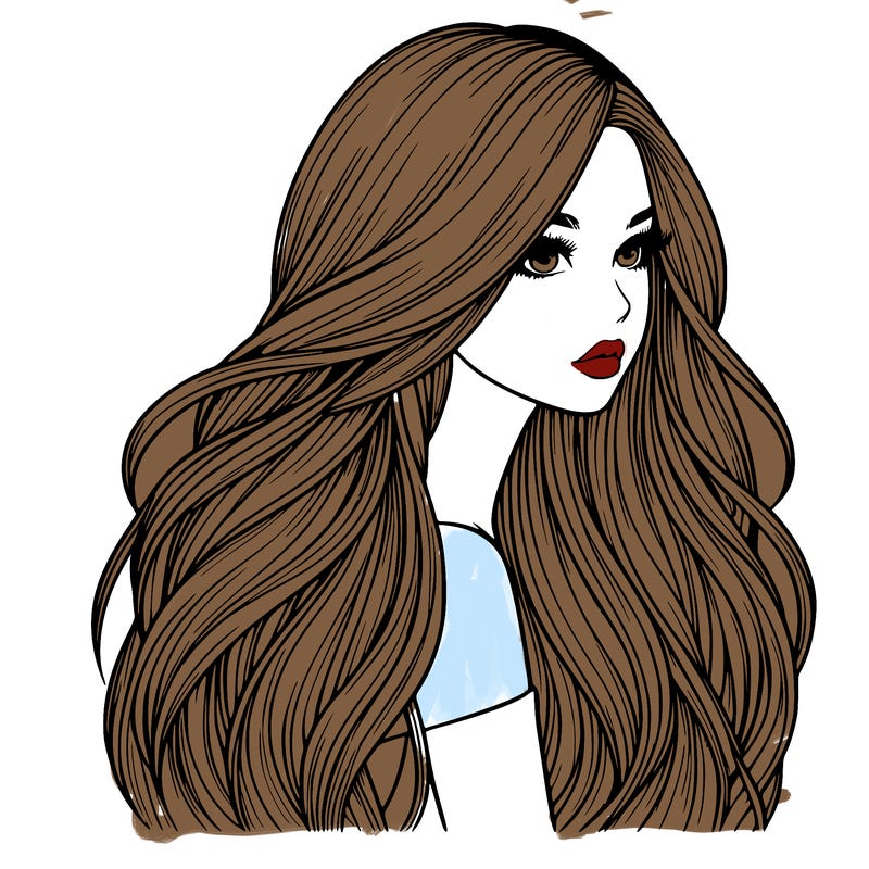 realistic girl with long realistic hair