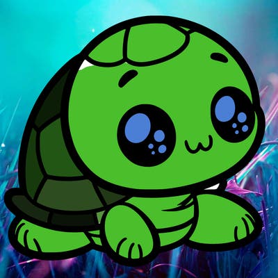 cute little animated turtle