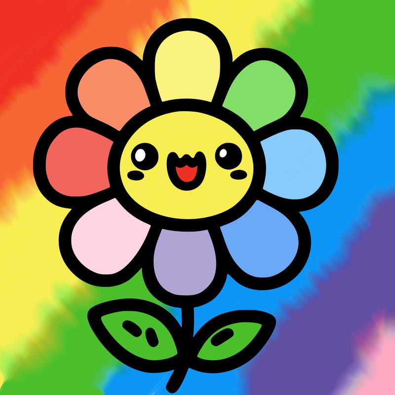 kawaii drawing of a happy flower