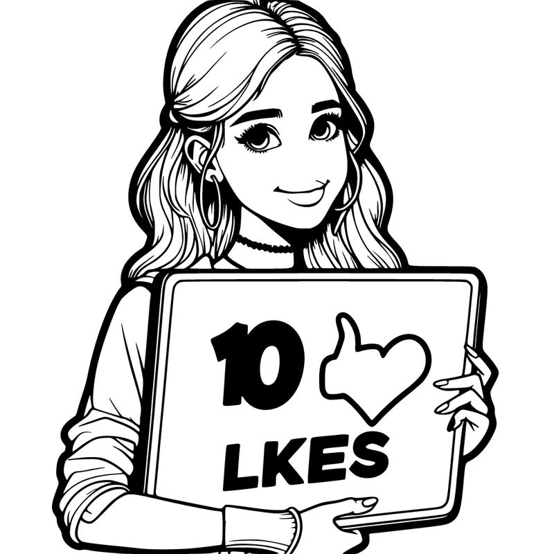 realistic girl holding 10 likes sigh