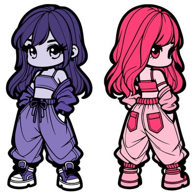 girl in crop top and baggy pants