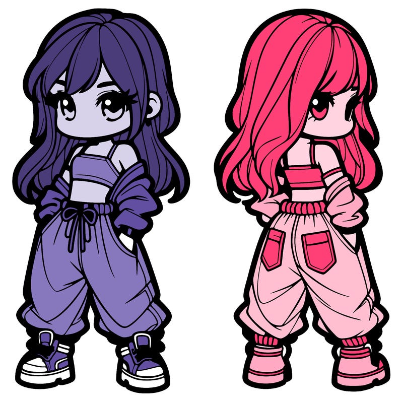 girl in crop top and baggy pants