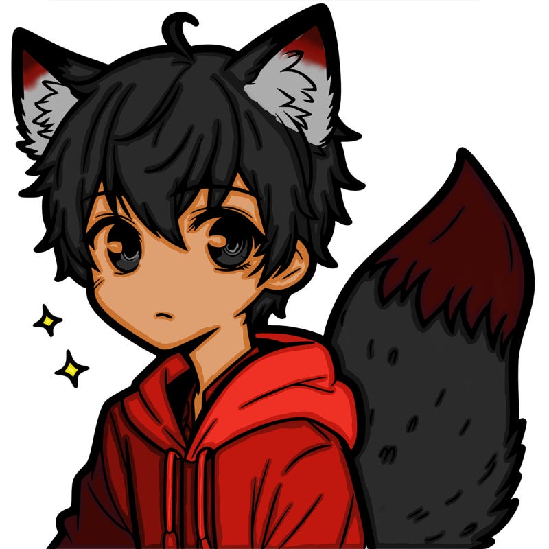 manga boy with fox eyes fox ears and fox tail