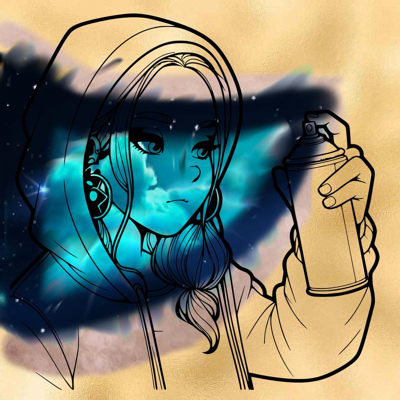 a realistic girl, spray painting