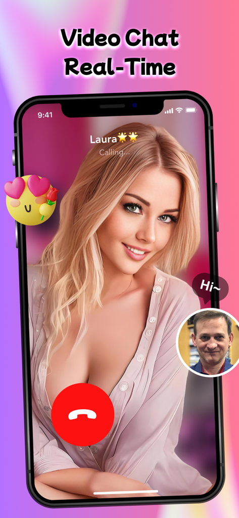 Rave: Live Stream & Video Chat - Interfaz de la aplicación Rave mostrando una videollamada en tiempo real entre dos usuarios