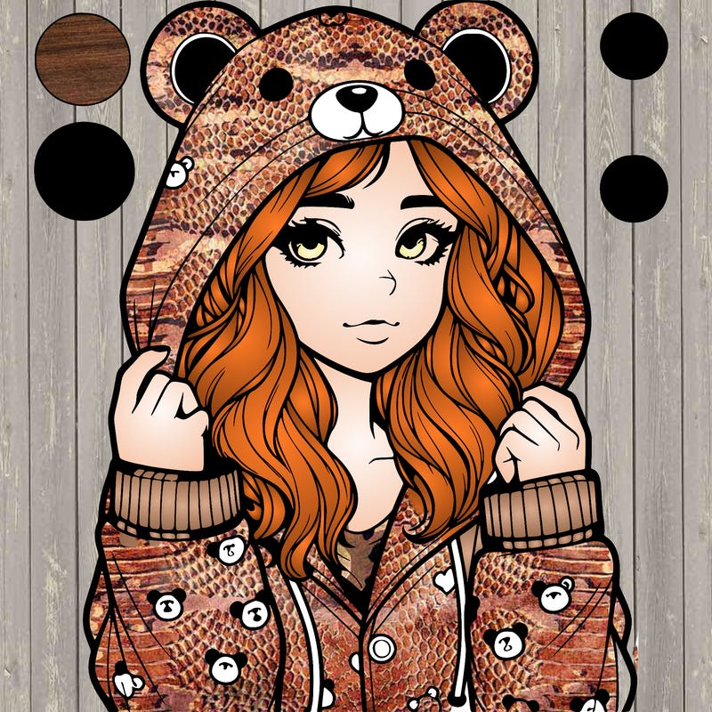 realistic girl in a animal pjs hoodie