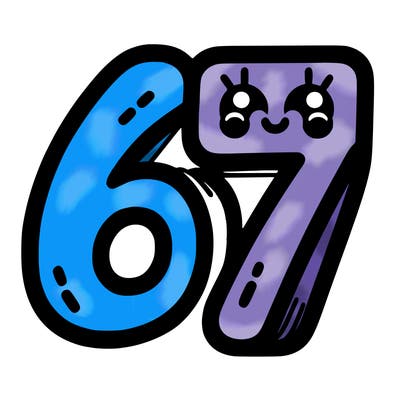 the numbers 67