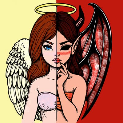 realistic angel half demon