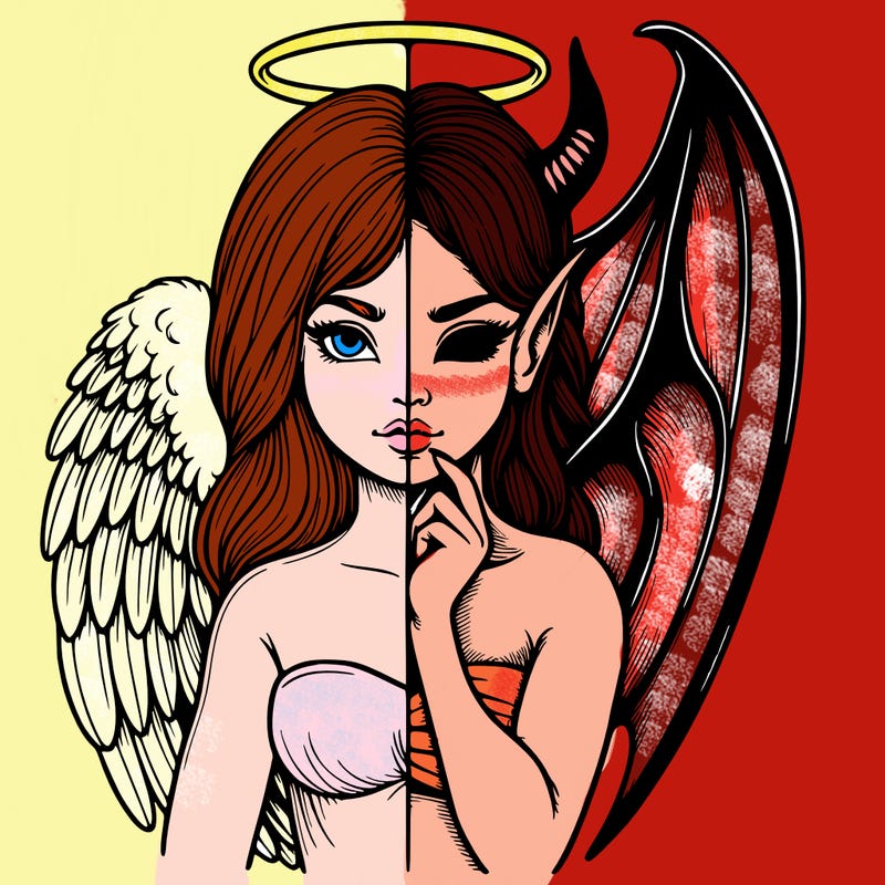 realistic angel half demon