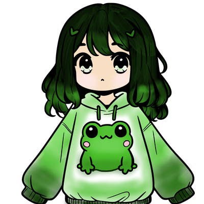 girl wearing frogging sweatshirt