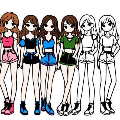 a group of girls wearing crop tops and shorts