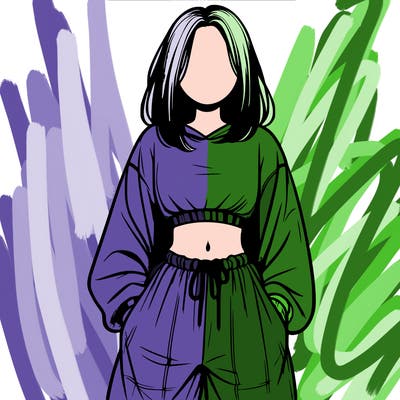 realistic girl faceless with baggy pants and a crop top