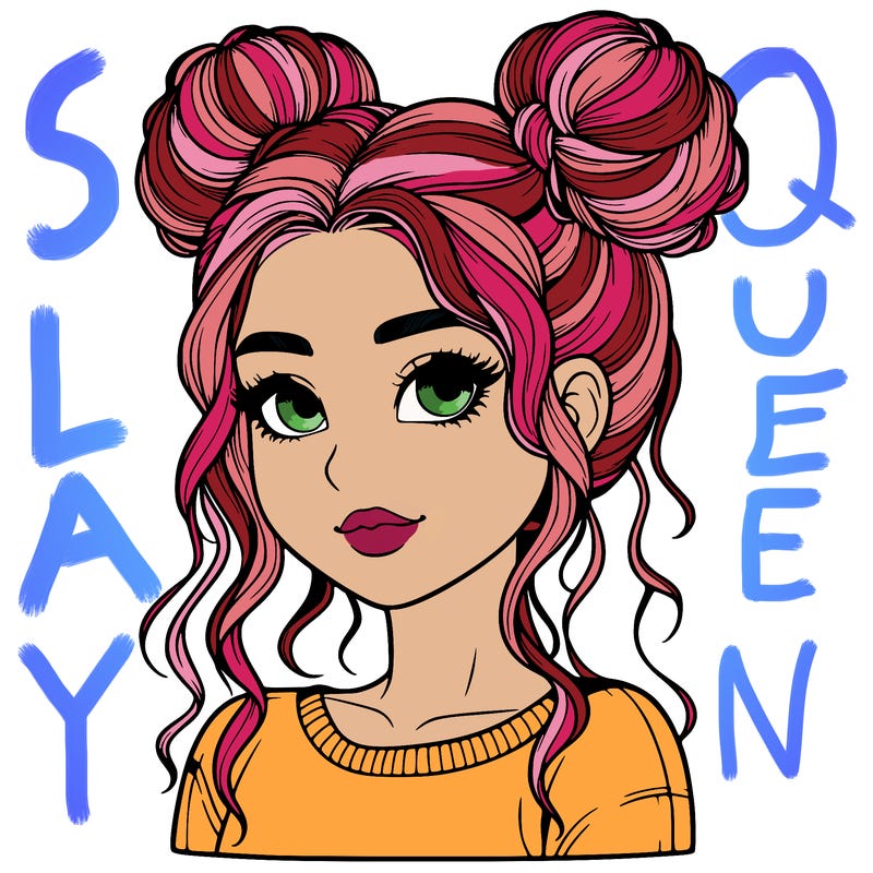 realistic girl with two buns in her hair