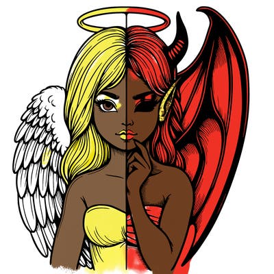 realistic angel half demon