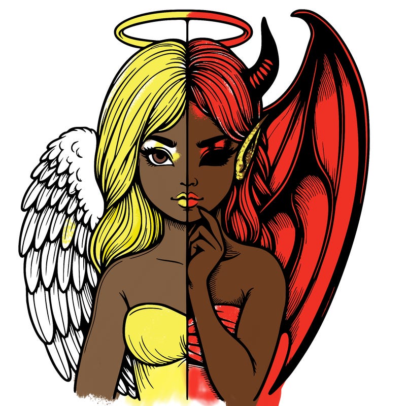 realistic angel half demon