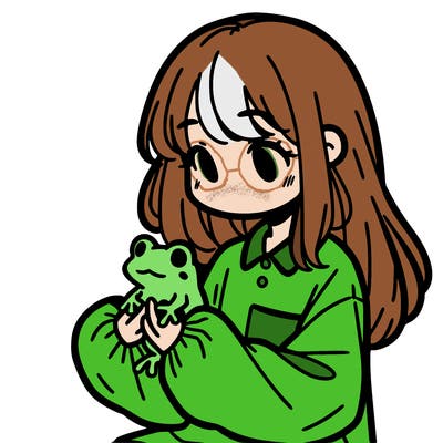 girl with long hair and a oversized shirt. and she is holding a frog