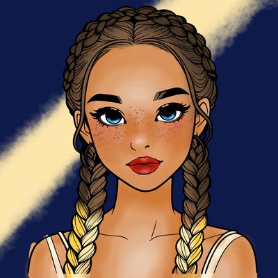 realistic girl with braids