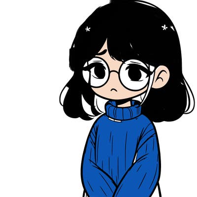 sad girl with glasses in a sweater
