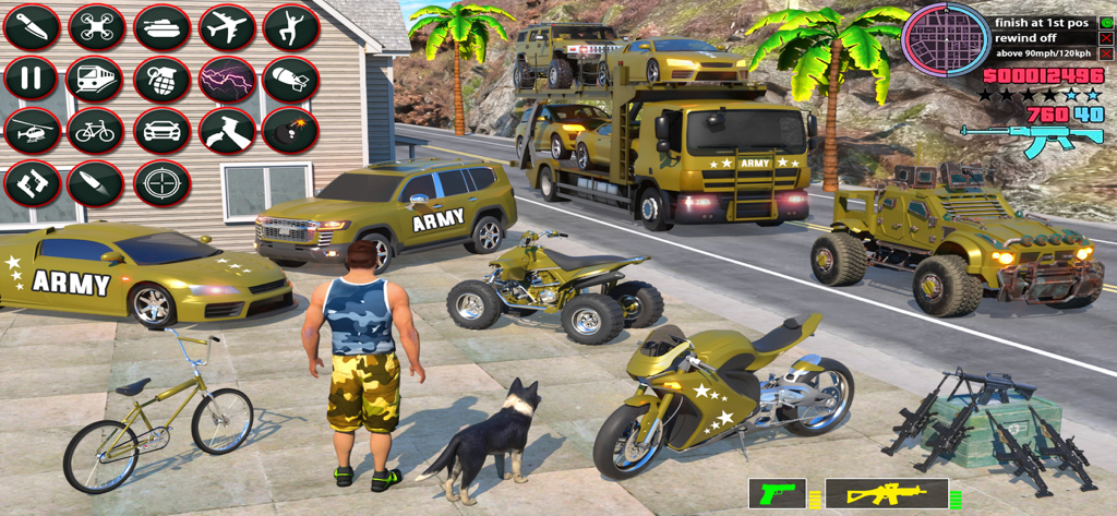 Army Transport Truck Sim 3D - A collection of army vehicles and transport trucks in a 3D simulation game environment