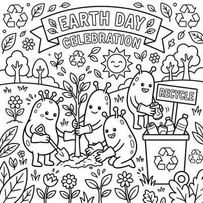 Dive into an eco-friendly adventure with our Vestoids Earth Day coloring page! Kids will love helping these adorable characters plant trees and practice recycling, making learning about the environment fun.