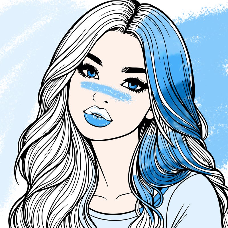 realistic girl with hair on her hair and lips