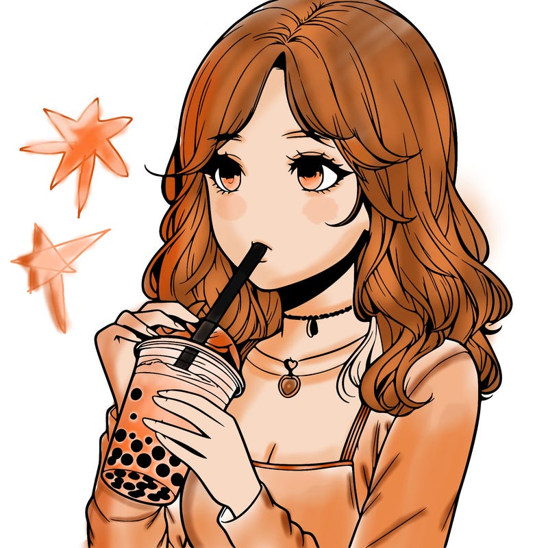realistic girl drinking boba tea