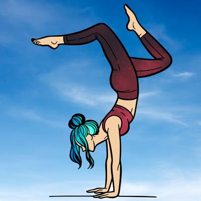a woman doing a handstand