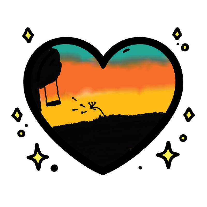 a blank heart with a line in the middle