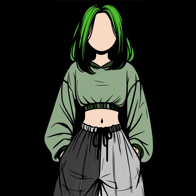 realistic girl faceless with baggy pants and a crop top