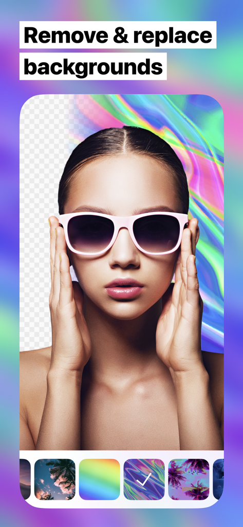 AI background removal and replacement on a portrait selfie