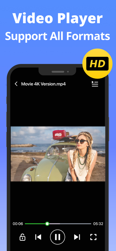 Interface of the private HD video player within the Photo Lock vault