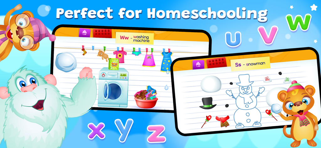 123 Kids Fun ALPHABET - Alphabet learning app for homeschooling featuring interactive letter games for children
