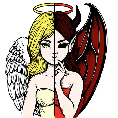 realistic angel half demon