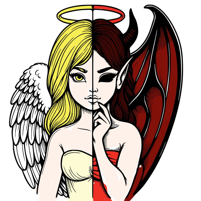 realistic angel half demon