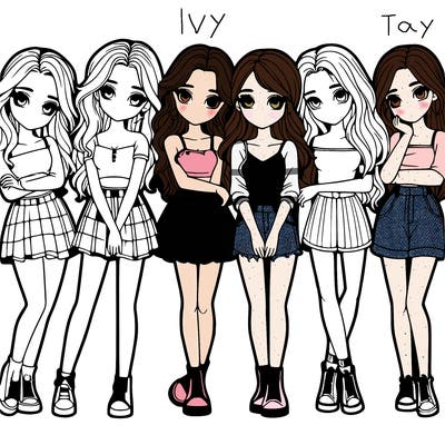 a group of girls realistic