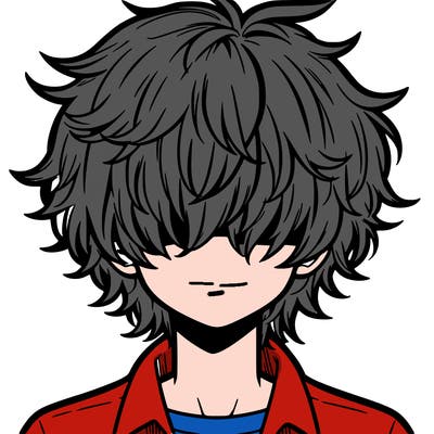 manga boy fluffy hair covering his eyes