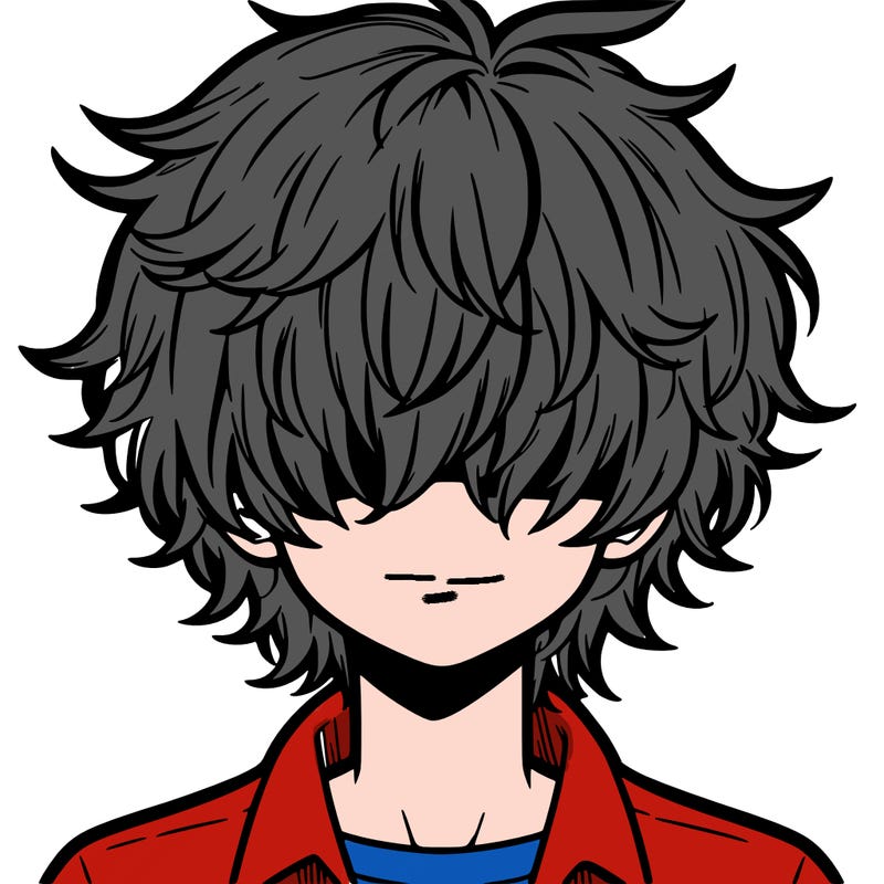 manga boy fluffy hair covering his eyes