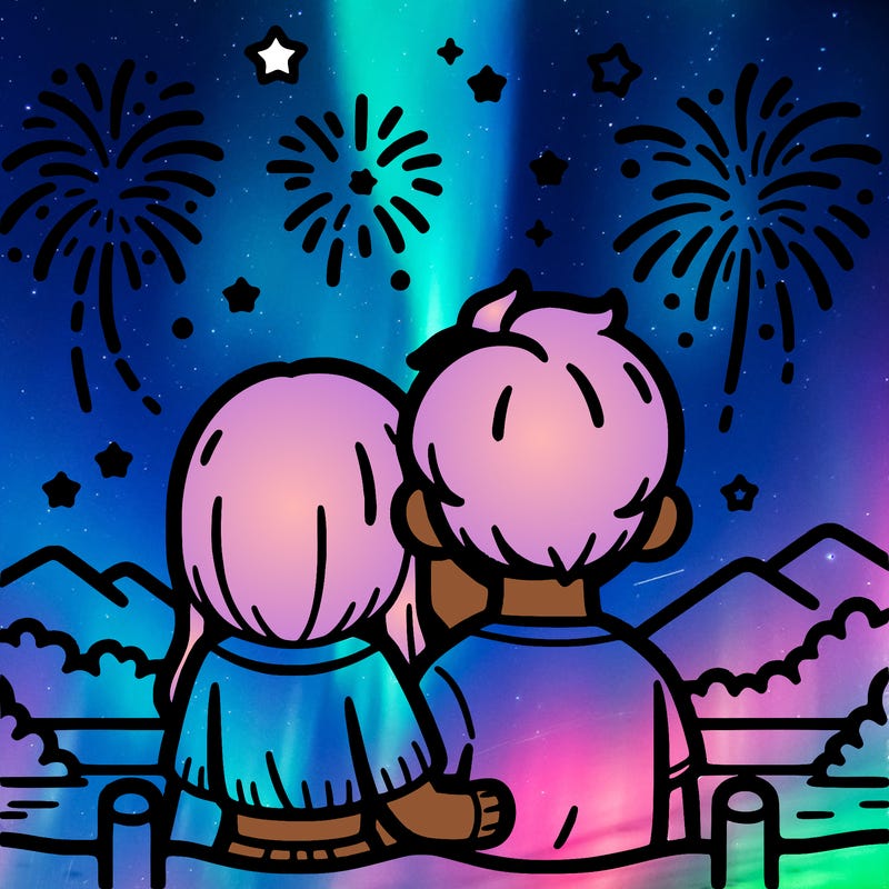 couple watching fireworks